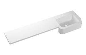 1542mm Standard Square One-Piece Basin & Overflow Ring - Right Hand
